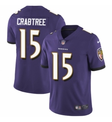 Youth Nike Baltimore Ravens #15 Michael Crabtree Purple Team Color Vapor Untouchable Limited Player NFL Jersey