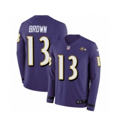 Men's Nike Baltimore Ravens #13 John Brown Limited Purple Therma Long Sleeve NFL Jersey