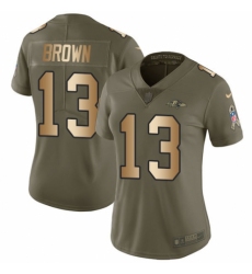 Women's Nike Baltimore Ravens #13 John Brown Limited Olive/Gold Salute to Service NFL Jersey