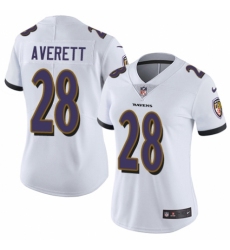 Women's Nike Baltimore Ravens #28 Anthony Averett White Vapor Untouchable Elite Player NFL Jersey
