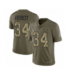 Youth Baltimore Ravens #34 Anthony Averett Limited Olive Camo Salute to Service Football Jersey