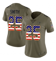 Women's Nike Atlanta Falcons #25 Ito Smith Limited Olive USA Flag 2017 Salute to Service NFL Jersey