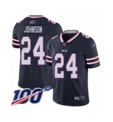 Men's Buffalo Bills #24 Taron Johnson Limited Navy Blue Inverted Legend 100th Season Football Jersey