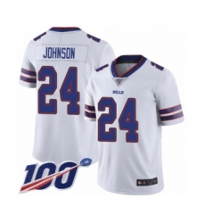 Men's Buffalo Bills #24 Taron Johnson White Vapor Untouchable Limited Player 100th Season Football Jersey