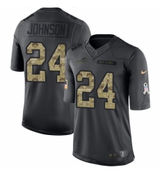 Men's Nike Buffalo Bills #24 Taron Johnson Limited Black 2016 Salute to Service NFL Jersey