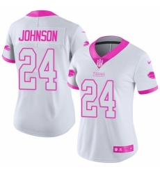 Women's Nike Buffalo Bills #24 Taron Johnson Limited White/Pink Rush Fashion NFL Jersey