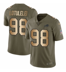 Men's Nike Buffalo Bills #98 Star Lotulelei Limited Olive/Gold 2017 Salute to Service NFL Jersey