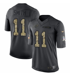 Men's Nike Carolina Panthers #11 Torrey Smith Limited Black 2016 Salute to Service NFL Jersey