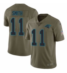 Men's Nike Carolina Panthers #11 Torrey Smith Limited Olive 2017 Salute to Service NFL Jersey