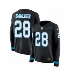 Women's Nike Carolina Panthers #28 Rashaan Gaulden Limited Black Therma Long Sleeve NFL Jersey