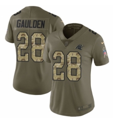 Women's Nike Carolina Panthers #28 Rashaan Gaulden Limited Olive/Camo 2017 Salute to Service NFL Jersey