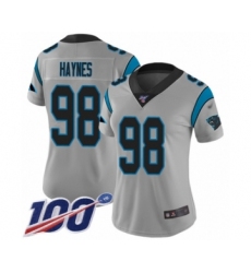 Women's Carolina Panthers #98 Marquis Haynes Silver Inverted Legend Limited 100th Season Football Jersey