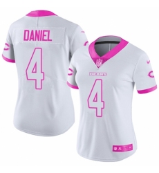 Women's Nike Chicago Bears #4 Chase Daniel Limited White/Pink Rush Fashion NFL Jersey