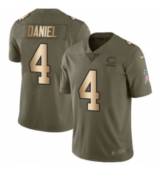 Youth Nike Chicago Bears #4 Chase Daniel Limited Olive/Gold 2017 Salute to Service NFL Jersey