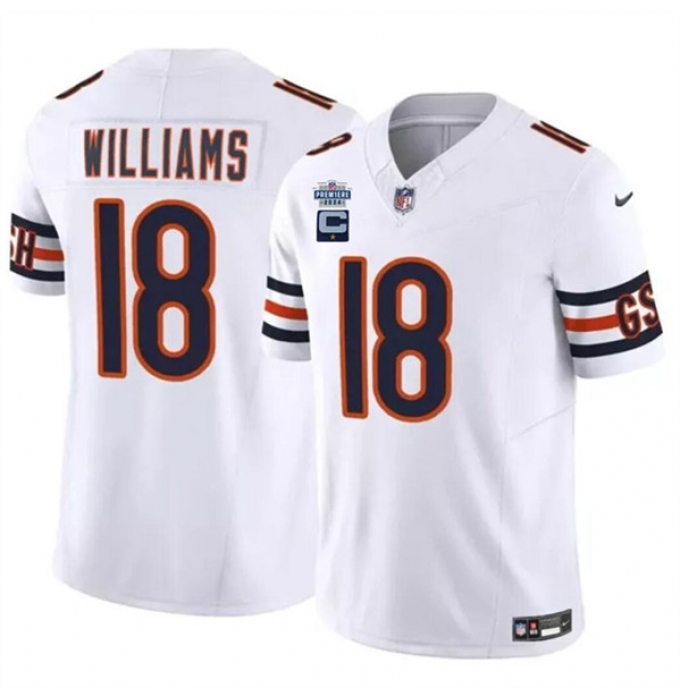 Men's Chicago Bears #18 Caleb Williams White 2024 F.U.S.E. With Draft And 1-star C Patch Vapor Football Stitched Jersey