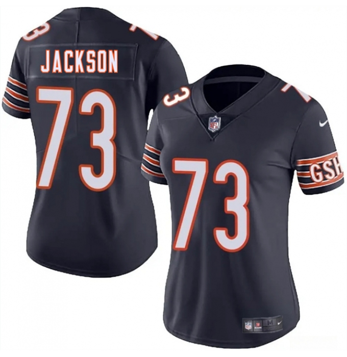 Women's Chicago Bears #73 Jonah Jackson Navy 2025 Vapor Stitched Jersey(Run Small)