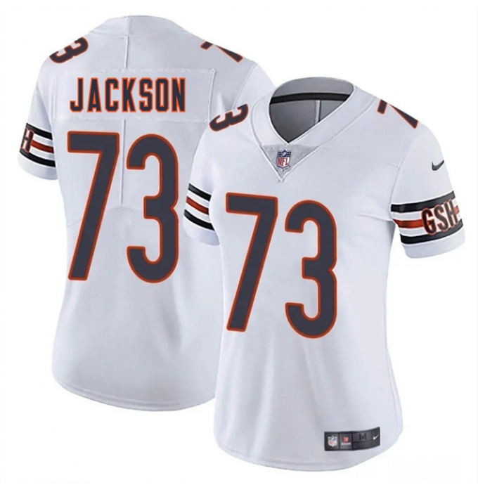 Women's Chicago Bears #73 Jonah Jackson White 2025 Vapor Stitched Jersey(Run Small)