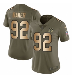 Women's Nike Cincinnati Bengals #92 Chris Baker Limited Olive/Gold 2017 Salute to Service NFL Jersey
