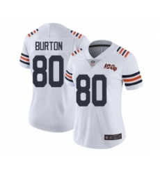 Women's Chicago Bears #80 Trey Burton White 100th Season Limited Football Jersey