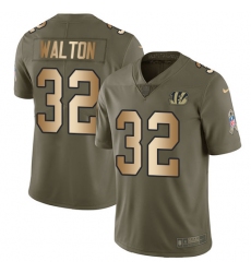 Men's Nike Cincinnati Bengals #32 Mark Walton Limited Olive Gold 2017 Salute to Service NFL Jersey