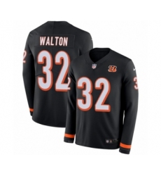 Youth Nike Cincinnati Bengals #32 Mark Walton Limited Black Therma Long Sleeve NFL Jersey