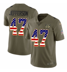 Youth Nike Cincinnati Bengals #47 Malik Jefferson Limited Olive/USA Flag 2017 Salute to Service NFL Jersey