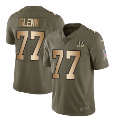 Youth Nike Cincinnati Bengals #77 Cordy Glenn Limited Olive/Gold 2017 Salute to Service NFL Jersey