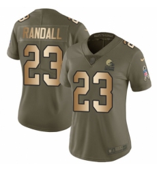 Women's Nike Cleveland Browns #23 Damarious Randall Limited Olive/Gold 2017 Salute to Service NFL Jersey