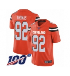 Men's Cleveland Browns #92 Chad Thomas Orange Alternate Vapor Untouchable Limited Player 100th Season Football Jersey
