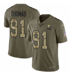 Men's Nike Cleveland Browns #91 Chad Thomas Limited Olive/Camo 2017 Salute to Service NFL Jersey