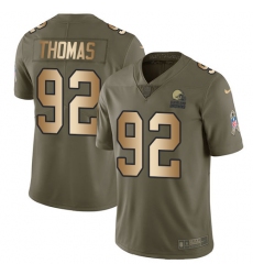 Men's Nike Cleveland Browns #92 Chad Thomas Limited Olive Gold 2017 Salute to Service NFL Jersey