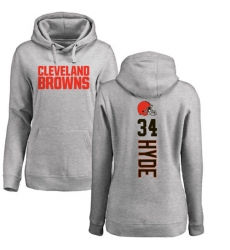 NFL Women's Nike Cleveland Browns #34 Carlos Hyde Ash Pullover Hoodie