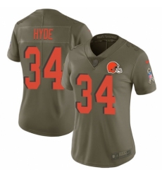 Women's Nike Cleveland Browns #34 Carlos Hyde Limited Olive 2017 Salute to Service NFL Jersey