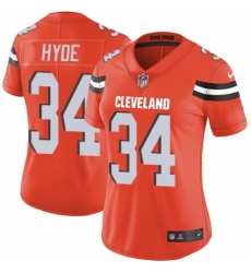 Women's Nike Cleveland Browns #34 Carlos Hyde Orange Alternate Vapor Untouchable Limited Player NFL Jersey