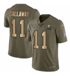 Men's Nike Cleveland Browns #11 Antonio Callaway Limited Olive/Gold 2017 Salute to Service NFL Jersey