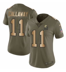 Women's Nike Cleveland Browns #11 Antonio Callaway Limited Olive/Gold 2017 Salute to Service NFL Jersey