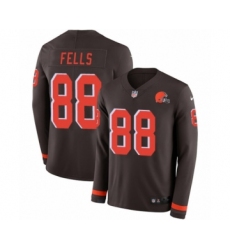 Youth Nike Cleveland Browns #88 Darren Fells Limited Brown Therma Long Sleeve NFL Jersey