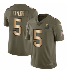 Men's Nike Cleveland Browns #5 Tyrod Taylor Limited Olive/Gold 2017 Salute to Service NFL Jersey
