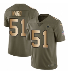 Youth Nike Dallas Cowboys #51 Jihad Ward Limited Olive/Gold 2017 Salute to Service NFL Jersey
