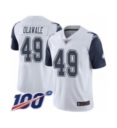 Men's Dallas Cowboys #49 Jamize Olawale Limited White Rush Vapor Untouchable 100th Season Football Jersey