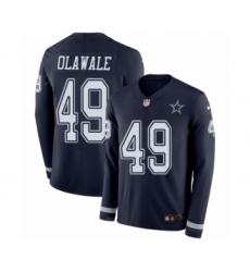 Men's Nike Dallas Cowboys #49 Jamize Olawale Limited Navy Blue Therma Long Sleeve NFL Jersey