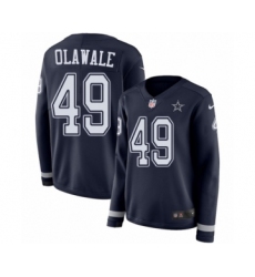 Women's Nike Dallas Cowboys #49 Jamize Olawale Limited Navy Blue Therma Long Sleeve NFL Jersey