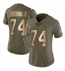 Women's Nike Dallas Cowboys #74 Dorance Armstrong Jr. Limited Olive/Gold 2017 Salute to Service NFL Jersey