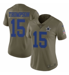 Women's Nike Dallas Cowboys #15 Deonte Thompson Limited Olive 2017 Salute to Service NFL Jersey
