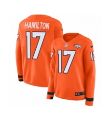 Women's Nike Denver Broncos #17 DaeSean Hamilton Limited Orange Therma Long Sleeve NFL Jersey