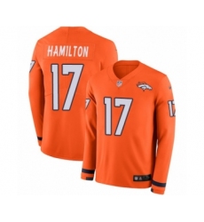 Youth Nike Denver Broncos #17 DaeSean Hamilton Limited Orange Therma Long Sleeve NFL Jersey