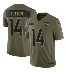 Men's Denver Broncos #14 Courtland Sutton Olive 2025 Salute to Service Limited Football Stitched Jersey