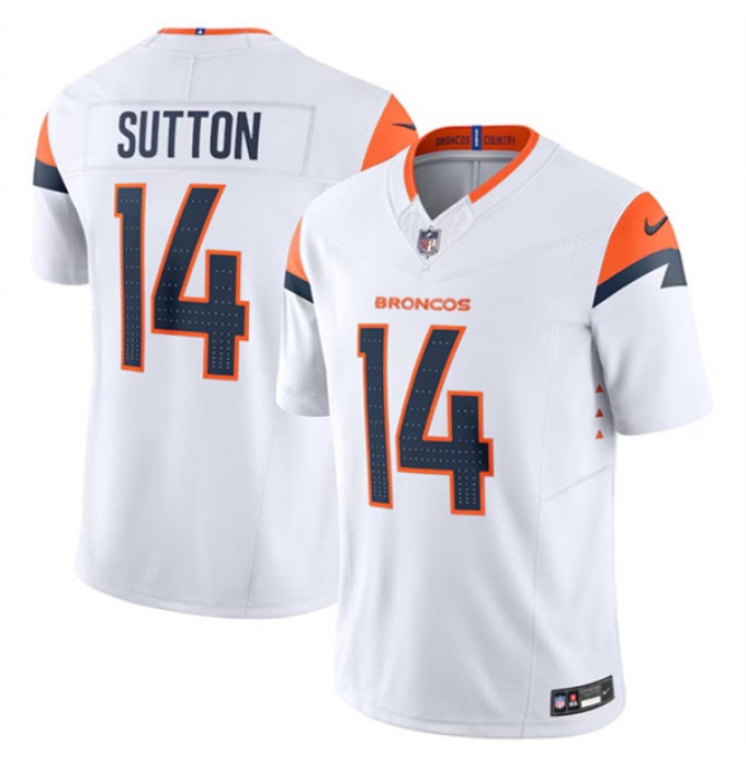 Men's Denver Broncos #14 Courtland Sutton White 2024 F.U.S.E. Vapor Limited Football Stitched Jersey