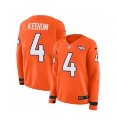 Women's Nike Denver Broncos #4 Case Keenum Limited Orange Therma Long Sleeve NFL Jersey