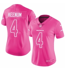 Women's Nike Denver Broncos #4 Case Keenum Limited Pink Rush Fashion NFL Jersey